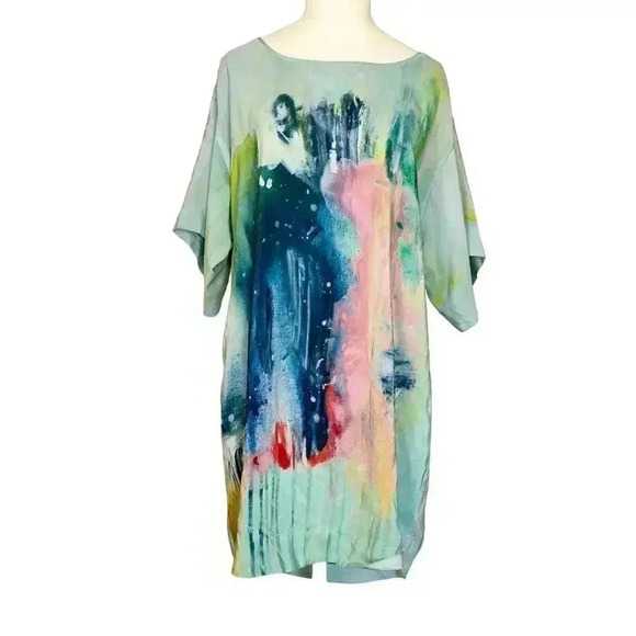 Anthropologie Maeve Silk Abstract Art Tunic Dress Lined Women’s Size Small - Picture 1 of 7